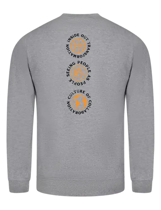 Light Grey Heather 7.8 oz Ring Spun Crew Sweatshirt w/Icons logo, Peace Players Brooklyn Logo