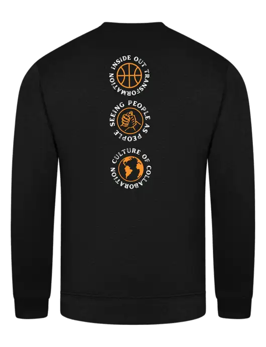 Black 7.8 oz Ring Spun Crew Sweatshirt w/Icons logo, Peace Players Brooklyn Logo