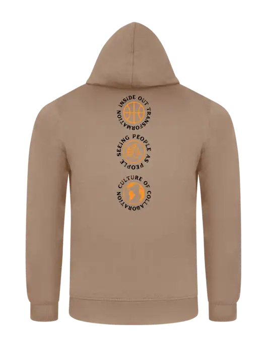 Sand 7.8. oz Ring Spun Hooded Sweatshirt w/Icons logo, Peace Players Brooklyn Logo