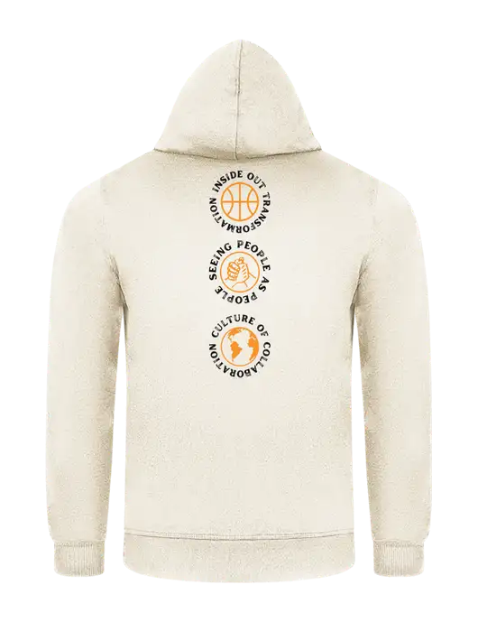 Very Light Tan 7.8 oz Ring Spun Hooded Sweatshirt w/Icons logo, Peace Players Brooklyn Logo