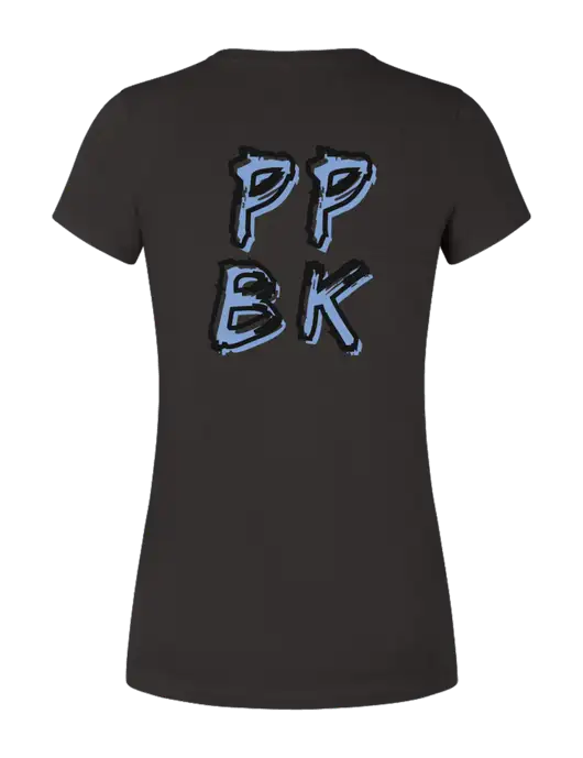Womens Seriously Soft Black T-Shirt w/PPBK logo, Peace Players Brooklyn Logo
