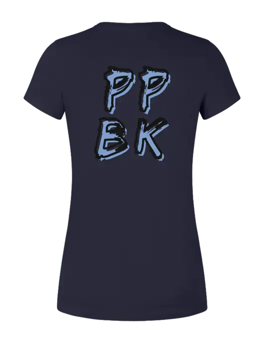 Womens Seriously Soft New Navy T-Shirt w/PPBK logo, Peace Players Brooklyn Logo