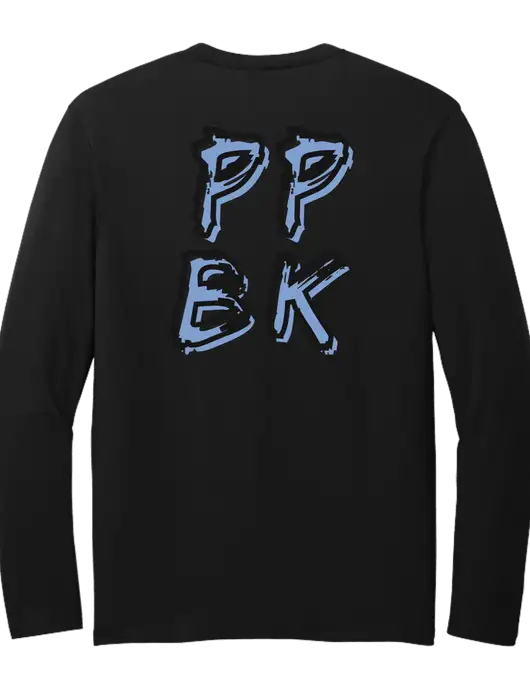 Seriously Soft Black Long Sleeve T-Shirt w/PPBK logo, Peace Players Brooklyn Logo