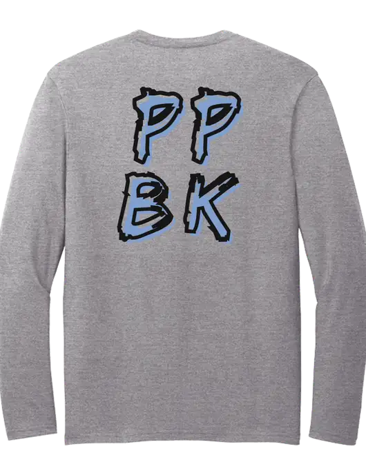 Seriously Soft Light Heathered Grey Long Sleeve T-Shirt w/PPBK logo, Peace Players Brooklyn Logo