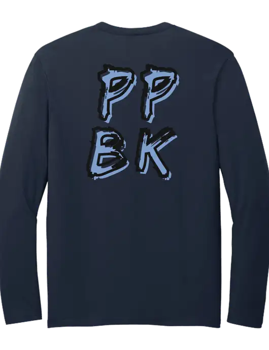 Seriously Soft Navy Long Sleeve T-Shirt w/PPBK logo, Peace Players Brooklyn Logo