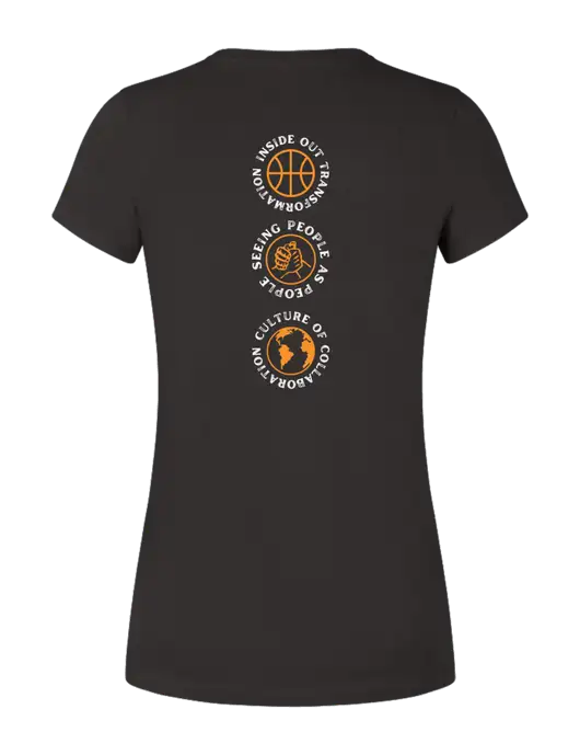 Womens Seriously Soft Black T-Shirt w/Icons logo, Peace Players Brooklyn Logo