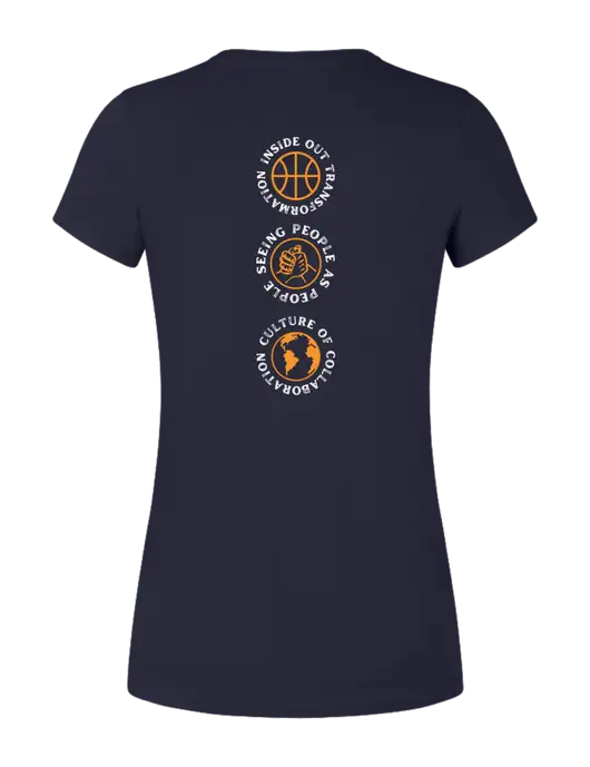 Womens Seriously Soft New Navy T-Shirt w/Icons logo, Peace Players Brooklyn Logo