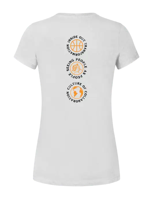 Womens Seriously Soft White T-Shirt w/Icons logo, Peace Players Brooklyn Logo
